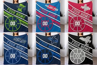 Basketball Throw Blanket Personalized Basketball Sports Fans Gifts Name Number • $35.95