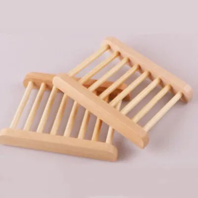 5-10PCS Natural Wooden Soap Tray Bathroom Kitchen Bamboo Holder Dish Box Rack • £9.48