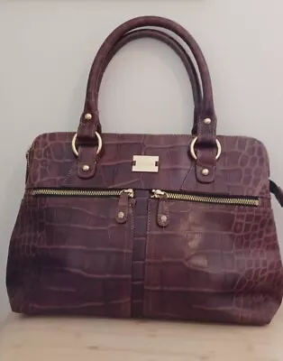 £85 • Buy Modalu Pippa  Handbag Croc Leather Shoulder Grab Bag With Original Dust Bag