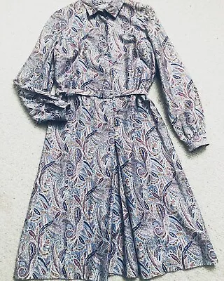Original Vintage 60s Horrockses Fashions Shirtdress Floral Dress Retro Paisley • £39.99