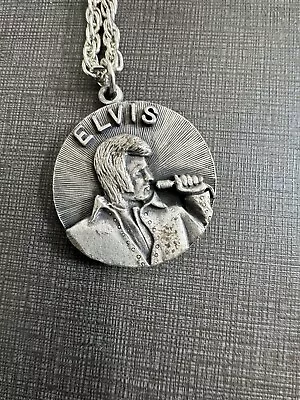 1977 Boxcar Ent. Elvis Presley Silver Tone Medallion Necklace- King Of Rock‼️ • $10.88