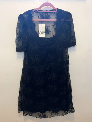 £4 • Buy Zara Lace Black Mini Dress 