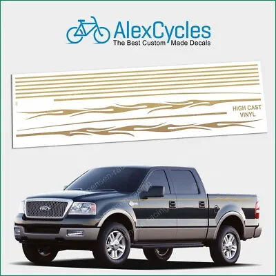 Ford F 150 250 350 Harley Davidson Style Solid Gold Flame Stripe Sticker Decal • $71