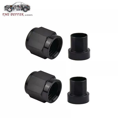 2PCS 4AN Female Hardline Tube Nut & Sleeve Fitting For 1/4  OD Aluminum Tubing • $14.99