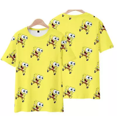 Mens Womens Ins Cartoon Anime Patrick SpongeBob SquarePants Short Sleeve T-Shirt • £14.16