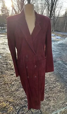 Vintage Vakko New York Women's Cranberry Red Suede Long Coat S • $79.99