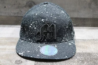 Embroidered M Logo H&M Snap Back Hat Cap Youth Casual Adjustable Black Splatter • $8.07