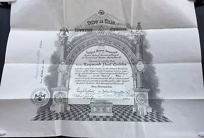 Vintage Freemason Certificate 33 Degree Masons 1956 Scottish Rite • $15.99