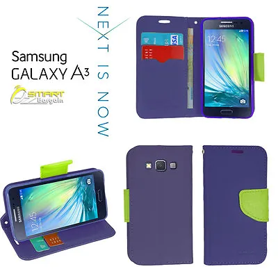 Navy Blue Diary Wallet Flip Case Cover For Samsung Galaxy A3 A330 A330Y+ SG • $7.99