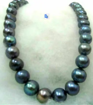 Aaa++ 11 Mm Tahitian South Seas Black Baroque Pearl Necklace 18 Inch 14k Gold • $49.99