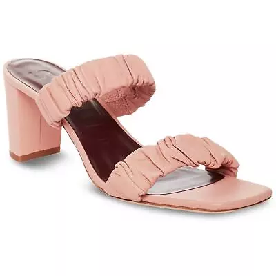 STAUD Womens Frankie Pink Leather Slides Heels Shoes 38.5 Medium (BM) BHFO 1452 • $184.75