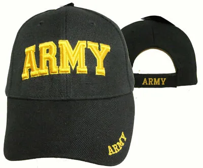 Official US Army Licensed ARMY In Gold Embroidered Letters Black Hat Cap • $9.88