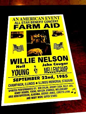  Willie Nelson-Farm Aid14X22 Concert Poster  Full Color Champaign Ill • $12.99