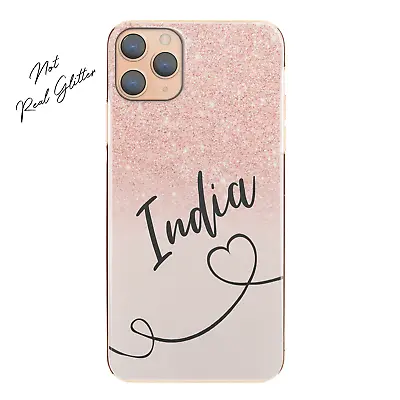Personalised Initial Phone Case;Heart And Name Pink Pattern Print Hard Cover • £6.49