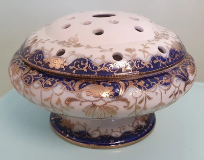 £89.99 • Buy Large H&S T Oriental Cobalt Blue & Gold Potpourri Bowl