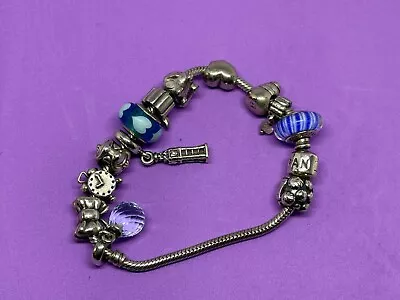 $230.29 • Buy Solid Sterling Silver Pandora Bracelet 12 Charms Used Condition Collectable