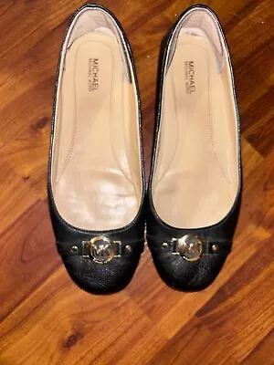 Michael Kors Flats 8.5 Womens Fulton Black Ballerina Loafers Slip On Leather • $23.99