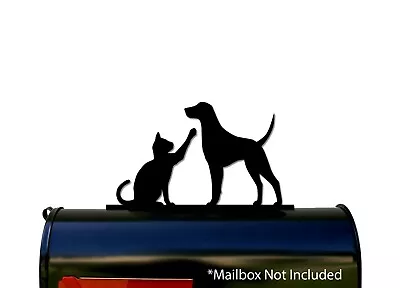 Cat And Dog Silhouette Mailbox Topper / Sign - Powder Coated Steel  - USA Made • $35