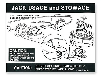 Mustang Jacking Instructions Decal With Space Saver 1968 - 1970 • $9.03