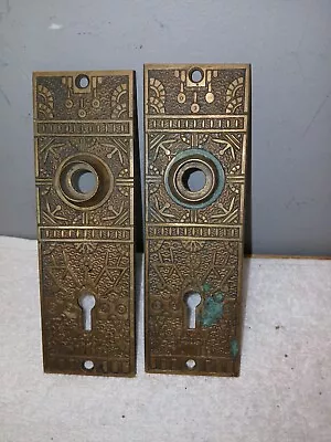 2- Ornate Brass Door Escutcheon Replacement Antique Victorian Door Knob Plate • $75