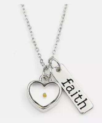 Mustard Seed Heart Mountains Faith Christian Silver Necklace Jewelry • $14.99