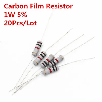 20Pcs 1W 1 Watt Carbon Film Resistor ±5% 1K -910K Ω Ohm 1 KΩ - 910 KΩ  • $1.70