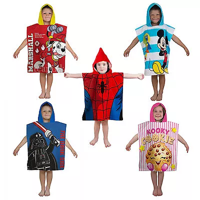 Disney Hooded Bath Beach Towel Poncho Kids Paw Patrol Frozen Elsa Iron Man Hulk • £10.99