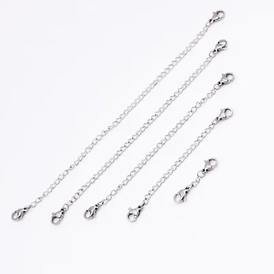 2pcs Real 925 Sterling Silver Necklace Extender Safety Chain 2 Lobster Clasp • $7.59