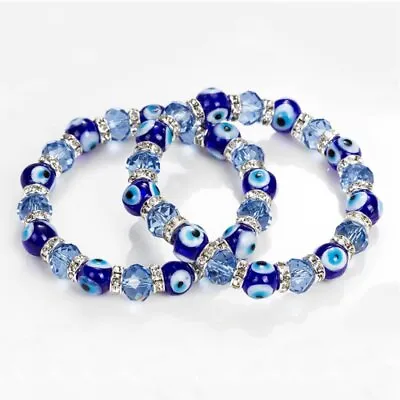 Hamsa Lucky Blue Evil Eye Beaded Reiki Bracelet Muslim Meditation Women Men Gift • $2.28