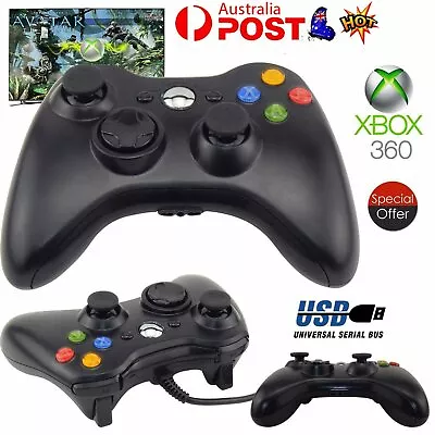 New Black Wired Controller For Xbox 360 Console USB Windows/PC AU STODM • $22.36