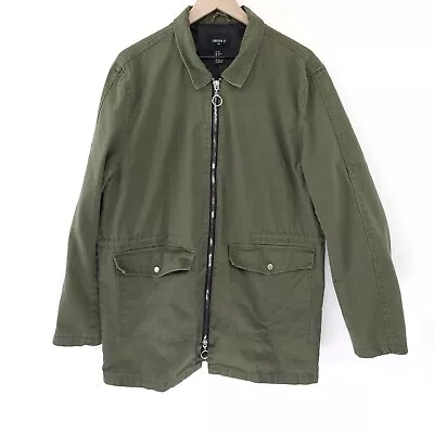 Forever 21 Jacket Adult XL Extra Large Green Full Zip Military Pockets Mens • $18.50