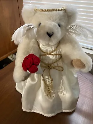 Rare Authentic 15  Vermont Christmas Angel Teddy Bear In Dress W/ Wings & Roses • $50