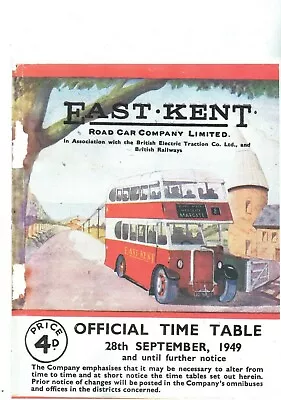 Rare Vintage Bus Time Table September 1949 East Kent Road Car Company Ltd (copy) • £20