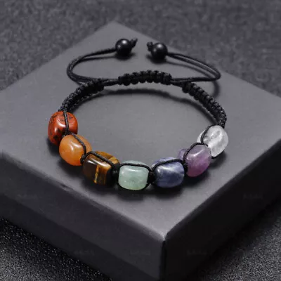 Crystal Gemstone Bracelet 7 Chakra Bead Anxiety Stone Jewellery Healing Reiki • $5.36