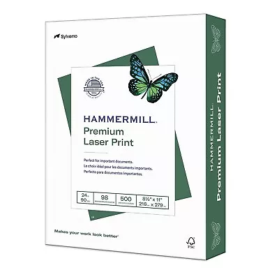 Hammermill Laser Print Office Paper 98 Brightness 24lb 8-1/2 X 11 White 500 • $16.73