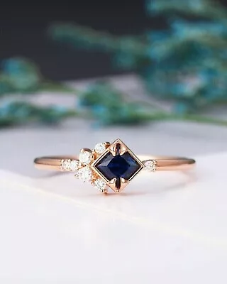 2Ct Princess Lab Created Sapphire Diamond Engagement Ring 14k Rose Gold Plated • $80.49