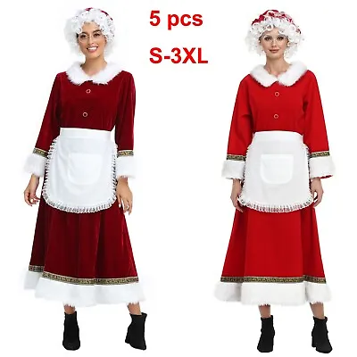 Mrs Claus Costume Adult Santa Outfit Christmas Fancy Dress • $49.29