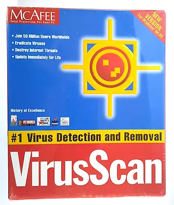 VTG MCAfee Virus Scan #1 Anti Virus  Big Box  CD Win 97/95/3.1 NT DOS NEW SEALED • $14.99