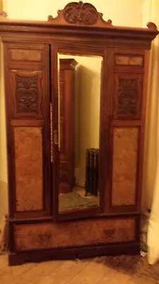 Attractive Victorian Mahogany Double Wardrobe With Mirror • £175