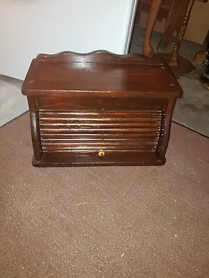 Large Antique Wooden Bread Box W/  Accordion Top • $43