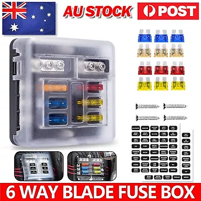 Fuse Box Block  12V 32V Holder 6 Way Blade LED Indicator Car Auto Boat Marine AU • $29.99