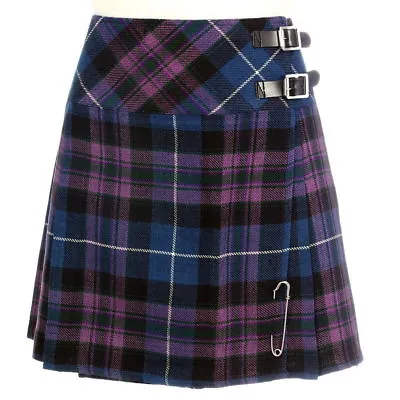 Scottish Ladies Mini Pride Of Scotland Tartan Kilt/Women Skirt 16' Long Kilt Pin • $21.45