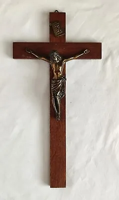 Wood And Brass Crucifix Wall Mounted Length 30cm • £19.99