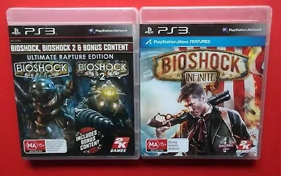 Bioshock 1 + 2 Ultimate Rapture Ed + Infinite X3 Games PS3 TRACKING+FREE POSTAGE • $26.95