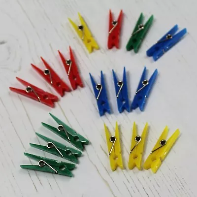 Plastic Mini Pegs 5 Coloured Options For Paper Card Picture & Photo Hanging • £3.10