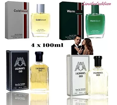 4 X 100ml Men’s Perfume Eau De Toilette Spray Gift Pack Men’s Fragrance Set • £12.99