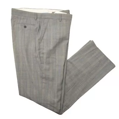 JCrew Pants Mens 35x32 Grey Plaid Flat Front Wool Dress Slacks Trousers Suit • $27.97