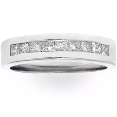 1ct Princess Cut Diamond Wedding Mens 14K White Gold Ring • $1462.78