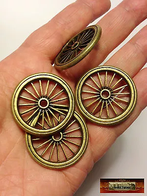 M01288x4-FS MOREZMORE 4 Miniature Brass Metal Toy Wheels 33 Mm Dollhouse Prop • $14.37