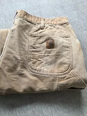 Vintage Carhartt Dungaree Sand Mens Pant Size 38W • £16